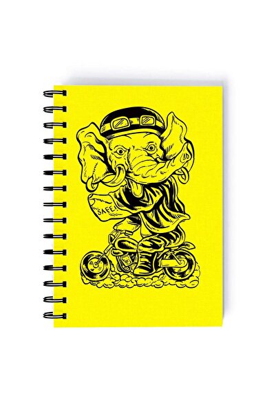 Generic Spiral A5 Notebook Cute Cartoon Elephant Yellow