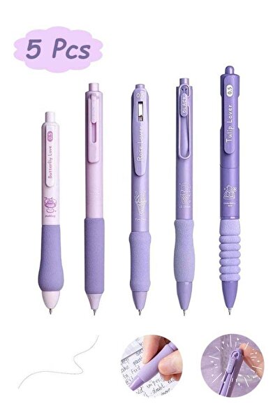 Generic 5 Pcs Cute Gel Pens With A Rubber Grip Retractable Quick Dry Ink Pens...