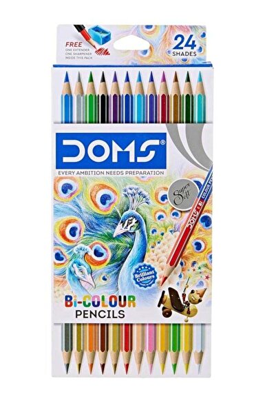 Generic Doms Super Smooth Bi Colour Pencil- 24 Pencils Assorted