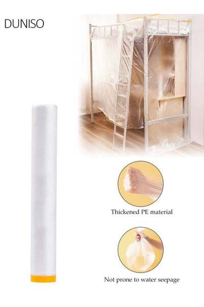 Generic Pre-Taped Masking Film, 2m x 20m Transparent PE Dust Sheet, Self-Adhe...