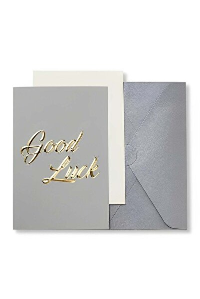 Generic Premium Good Luck Card with Gold Embossing，Luxury Grey Good Luck to Y...