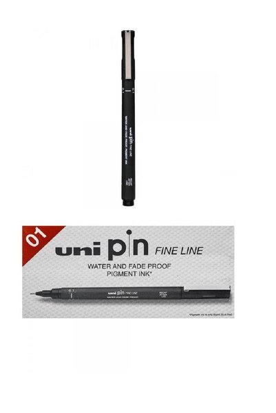 Generic 12-Piece Unipin Fineliner Pen 0.1mm Tip Black Ink