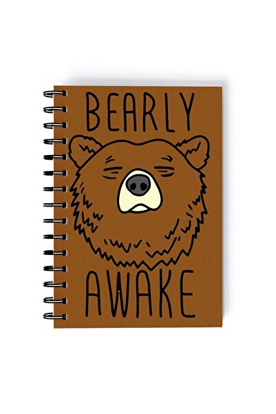 Generic Spiral A5 Notebook Nap TIme Funny Animal Bearly Awake Brown Aesthetics