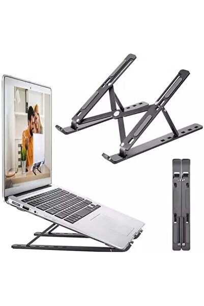 Generic 7-Level Adjustable Aluminum Alloy Foldable Laptop Stand Black