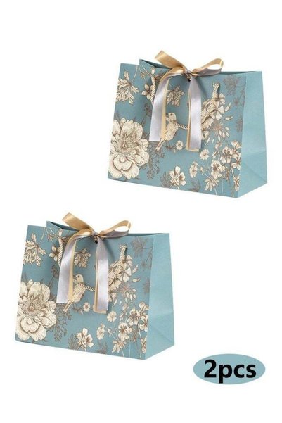 Generic Blue Bow Paper Tote Bags Handle Bags for Clothing Store, Retail Packa...