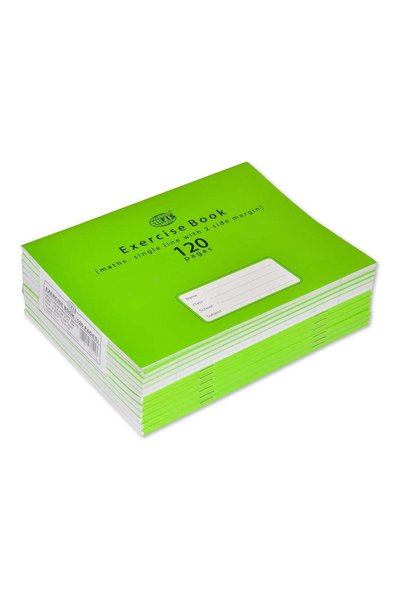 Generic Exercise Book Pack Of 12 120 Pages 2 Line Margin (Maths Bk) FSEBSL2M120N