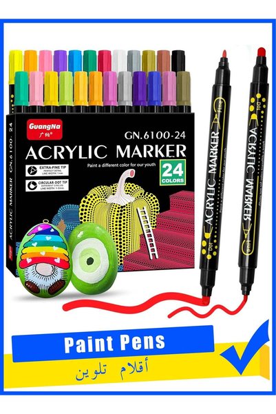 Generic 24 Pcs Paint Markers Paint Pens, Dual Tip Acrylic Paint Pens, Ideal f...