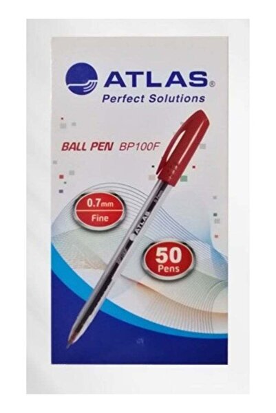 Generic Atlas Ballpoint Pens Fine Point 0.7mm - Box of 50 Red colour