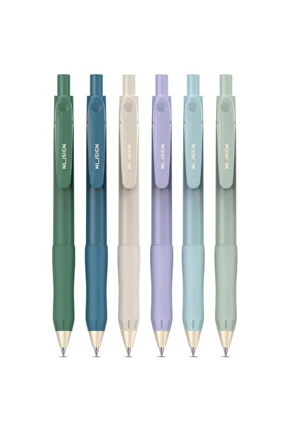 Generic 6-Piece Nusign Gel Ink Pen 0.5mm Tip Black Ink Asorted Barrel Colours
