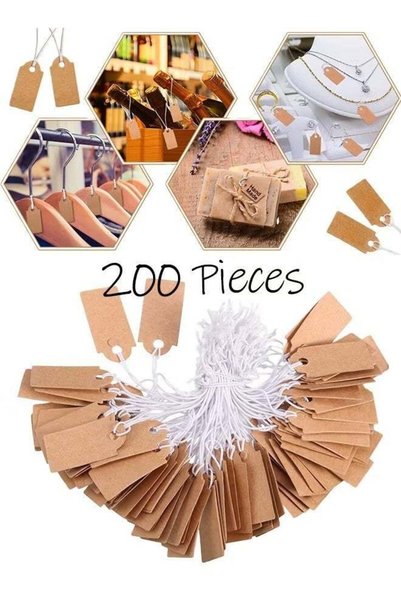 Generic 200 Pcs Mini Kraft Tags, Small Tags with Elastic String, Costume Jewe...