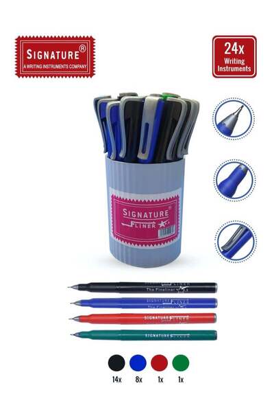 Generic Signature Fliner Fineliner Pens 24-Pack for Writing and Drawing, Jar ...