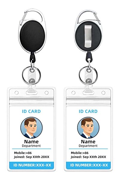 Generic 2 Pcs Vertical ID Badge Holder with Clips, Clear Plastic Card Holders...