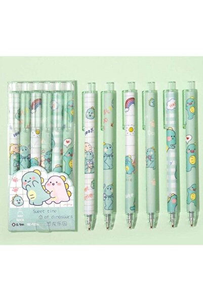 Generic Cute Dinosaur 0.5mm Black Writing Pen (Set of 6)
