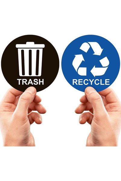 Generic ARS® Recycle Sticker for Trash Can - 5" x 5" Indoor/Outdoor Bin Label...
