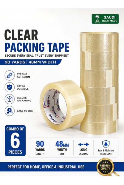 Generic Clear Packaging Tape 90 Yards (6 Rolls) | Heavy Duty Transparent Pack...