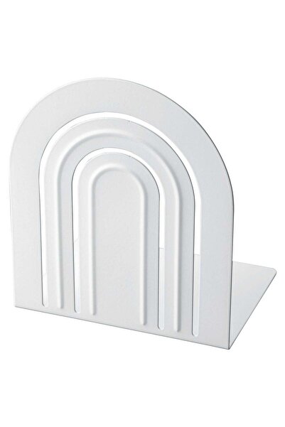 Generic Book-End, White Steel, Arch Design, 13x15 cm