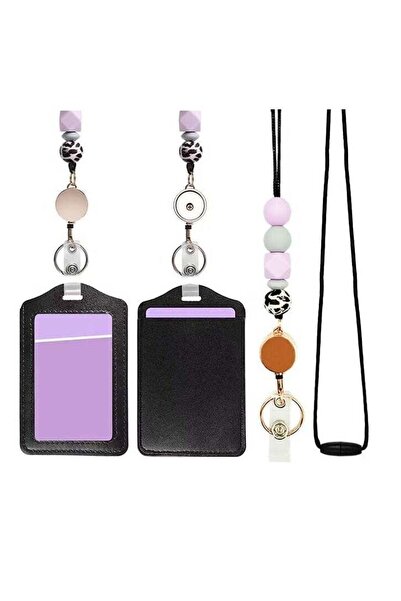Generic ID Card and Badge Holder with Retractable Lanyards, Silicone Bead Car...
