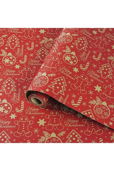 Generic Christmas Wrapping Paper Roll, 43cm*10m, Red Kraft Gift Wrapping Pape...