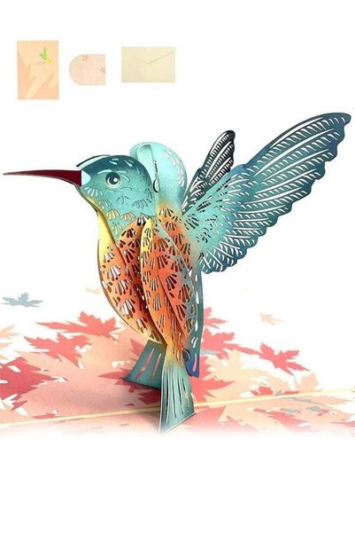 Generic 3D Card/Pop-Up Card, Lovely Hummingbird for Family and Friends Thank ...