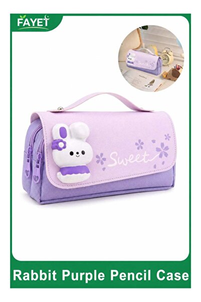 Generic Rabbit Purple Pencil Case for Girls, Cute Large Capacity Pencil Pouch...