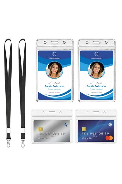 Generic MCENTT 4 Pcs ID Badge Holder (2 Horizontal + 2 Vertical) with Clips |...
