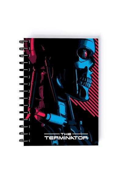 Generic The Terminator Theme Printed Spiral A5 Notebook Dark Blue/Pink