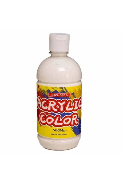 Generic Basic Acrylic Color Bottle, Art and Craft Colors, White Color- 500ml