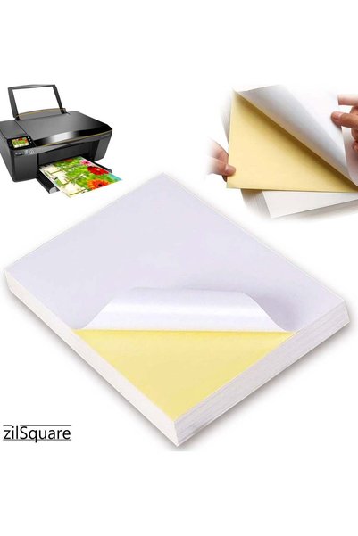 Generic 100 Sheets A4 Sticker Paper Waterproof Glossy White Adhesive Sheets f...