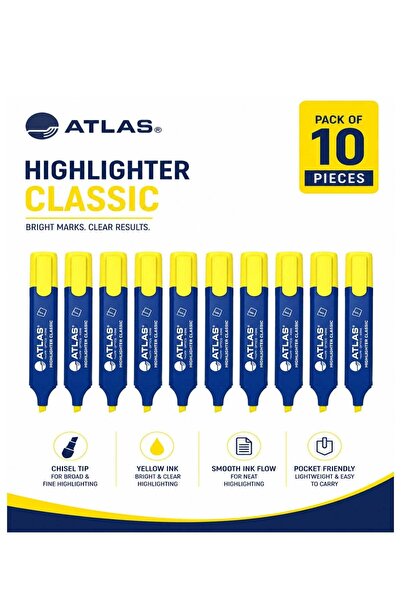 Generic 10-Piece Classic Highlighter Yellow Ink