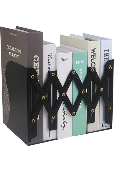 Generic Adjustable Bookends, 19 inches 2 Dividers Heavy Duty Metal Book Holde...