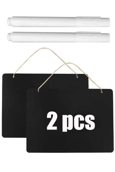 Generic 2 Pack Hanging Chalk Board, 9.8 x 8 Inch Small Black Board Chalkboard...