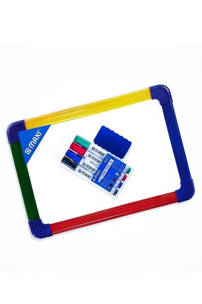 Generic Maxi 2 Sided dry wipe Whiteboard A4 20x30cm + 4pc whiteboard Colour M...