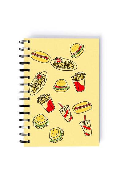 Generic Spiral A5 Notebook Pattern Cute Food Emoji Yellow Aesthetics