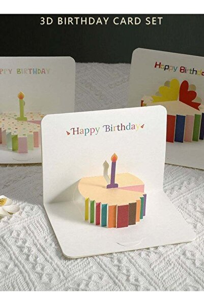 Generic 6PCS 3D Greeting Card with Envelope Happy Birthday Card DIY Blessing ...