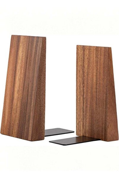 Generic Book Ends, Thickened Wooden Bookends for Heavy Books, Creative Decora...