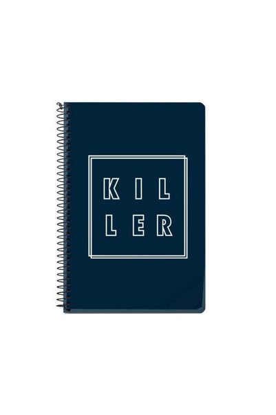 Generic Killer Outline Printed A5 Spiral Bound Notebook Blue/White