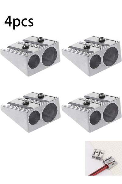 Generic 4 Piece Double Hole Pocket Sharpener Silver