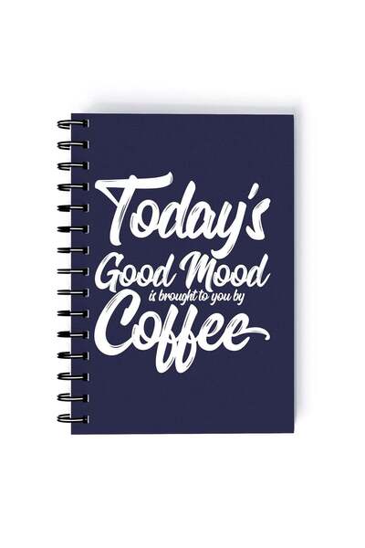Generic Spiral A4 Notebook Typography Coffee Quote Today's Good Mood Grey Aes...