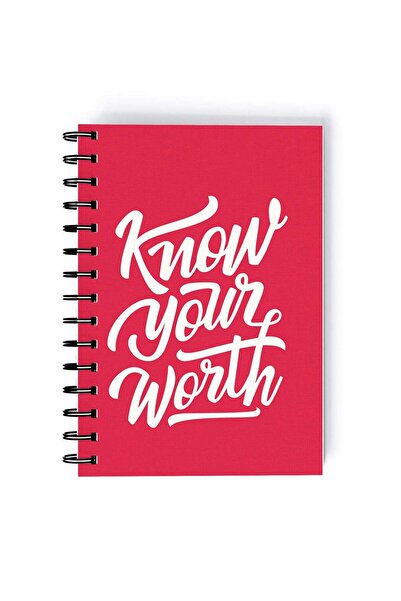 Generic Know Your Worth Quote Rectangle Spiral A5 Notebook Pink/Black