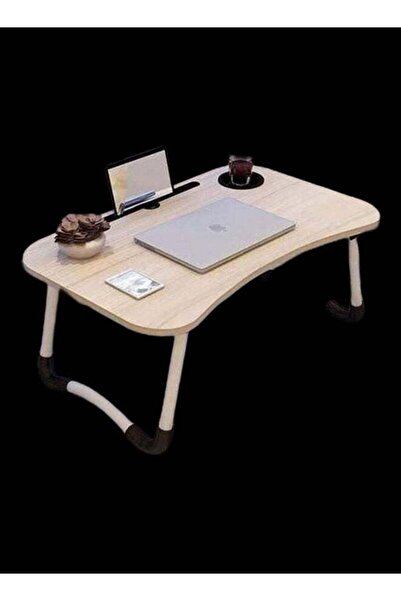Generic Portable Lap Desk Table with Cup Holder Beige