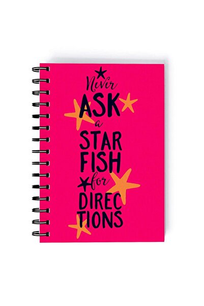 Generic Spiral A5 Notebook Funny Typography Cartoon Starfish Pink