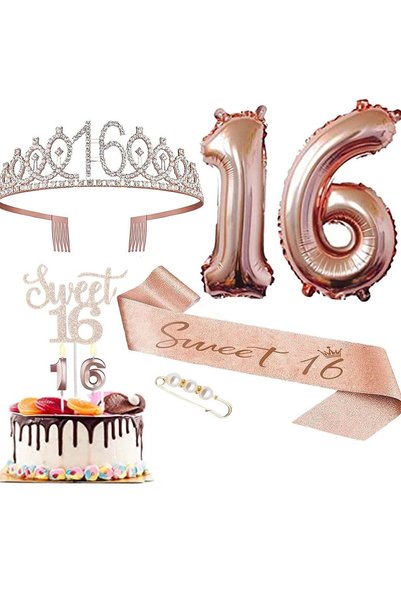Generic 16th Birthday Decorations for Girls, Including 16year old Birthday Ca...