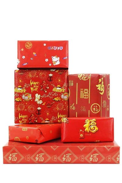 Generic Red Gold Fu Character Gift Wrap Paper for Chinese New Year Spring Fes...