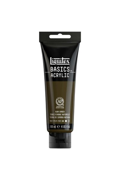 Generic Basics Acrylic Colour Paint Tube 118ml Content Raw Umber