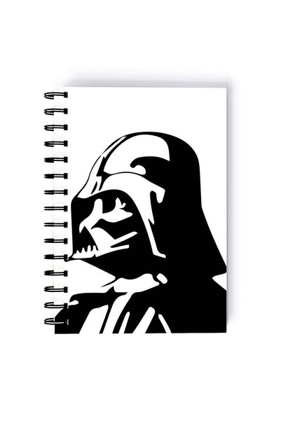 Generic Spiral A4 Notebook Star Wars Darth Vader Black and White Mandalorian