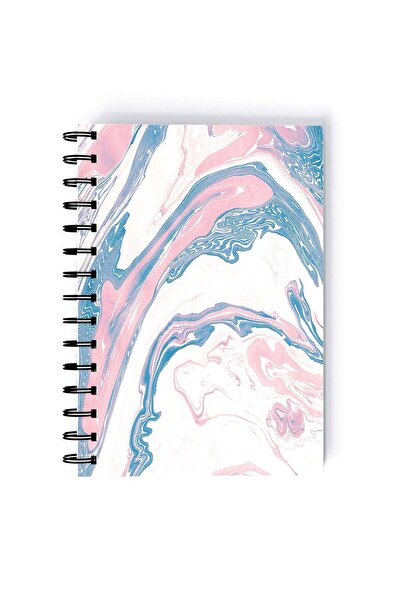 Generic Spiral A5 Notebook Marble Pattern Elegant Design Blue Pink Aesthetics