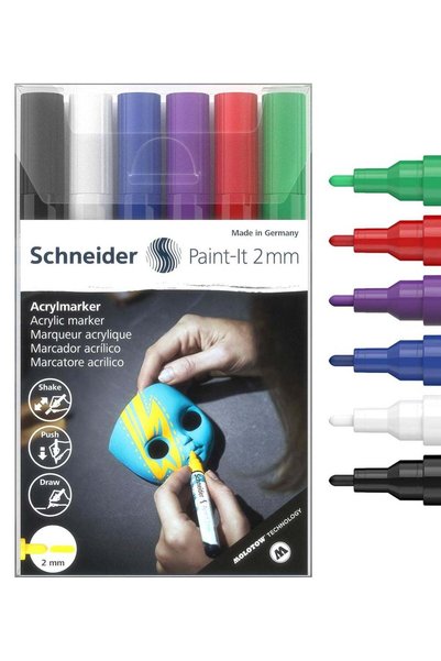 Generic 6-Piece Acrylic Paint Marker 2mm Round Tips Multicolour