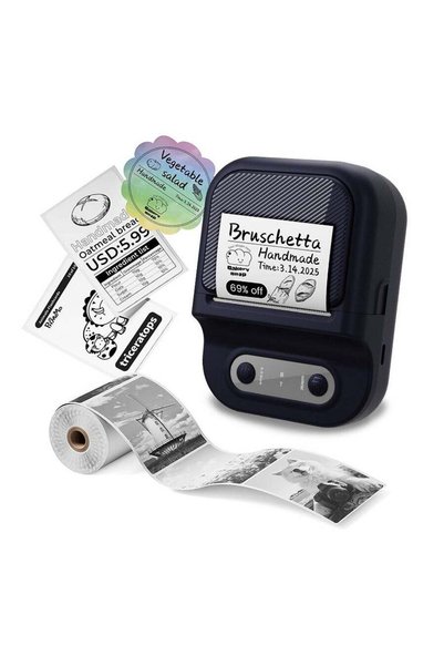 Generic Wireless Bluetooth Label Printer with 1 Label Roll (50*60mm) and USB ...