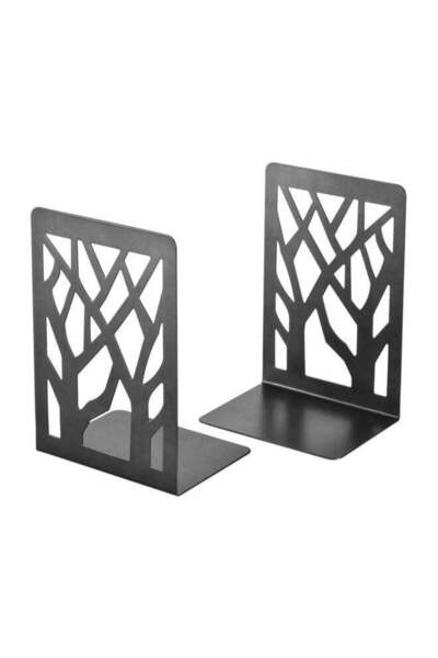 Generic 2-Piece Tree Designed Bookend Set Black