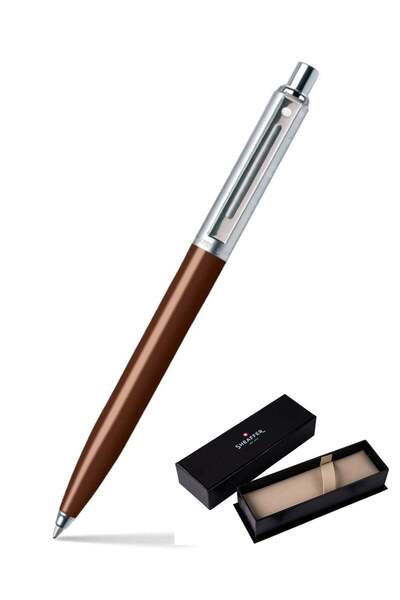 Generic Sentinal Ballpoint Pen With Chrome Trim And Coffee Barrel In Gift Box